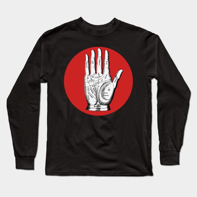 Halloween Fortune, Signs and Omens, Palm - Red and Black Long Sleeve T-Shirt by SwagOMart